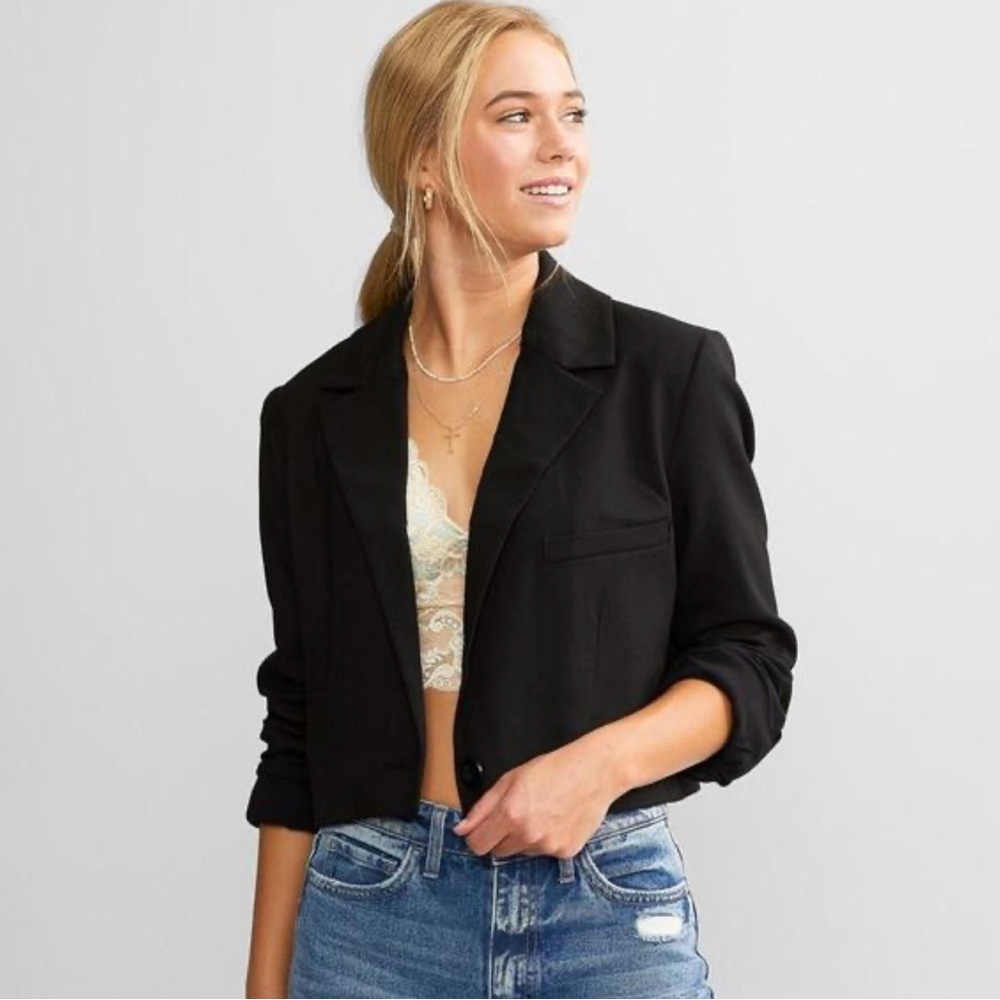 We The Free Black Cropped Blazer Sz L